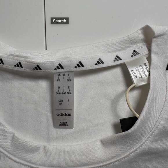 Adidas Womens Small Essentials 3-Stripes T-Shirt White Athletic Performance Tee - Picture 2 of 7